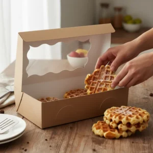 caja para waffles, donas o tartas en kraft. paquete de 50 piezas.