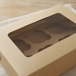 caja seis muffin ó cupcake kraft,paquete de 50 piezas.