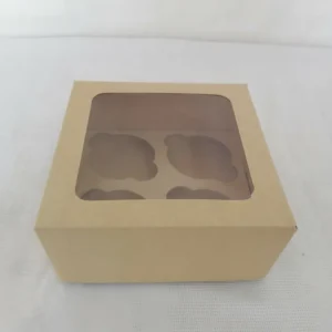 caja cuatro muffin ó cupcake kraft,<br>paquete de 50 piezas.